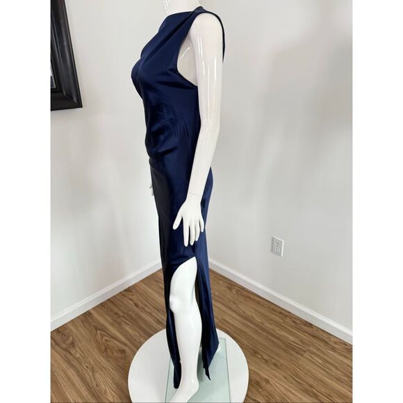 Nicholas the Label Womens Eartha Off The Shoulder Satin Gown Midnight Size 8 - Picture 5 of 12